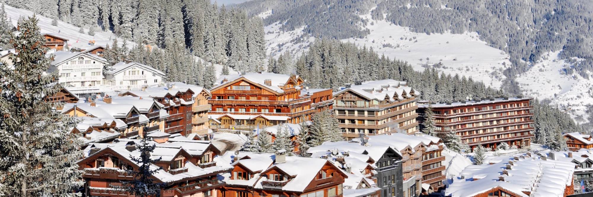 Courchevel ski resort in the French Alps in winter